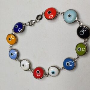 Bracelet 925 sterling silver evil eye multicolor lucky eye